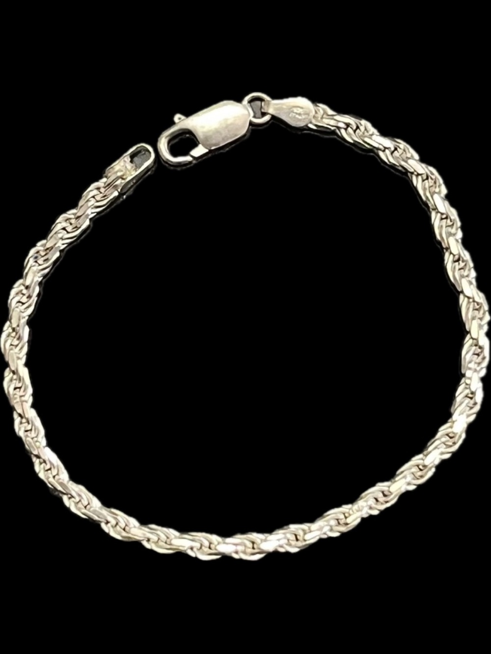 Sterling silver Diamond cut rope link ladies 
Men bracelet statement vintage HSN